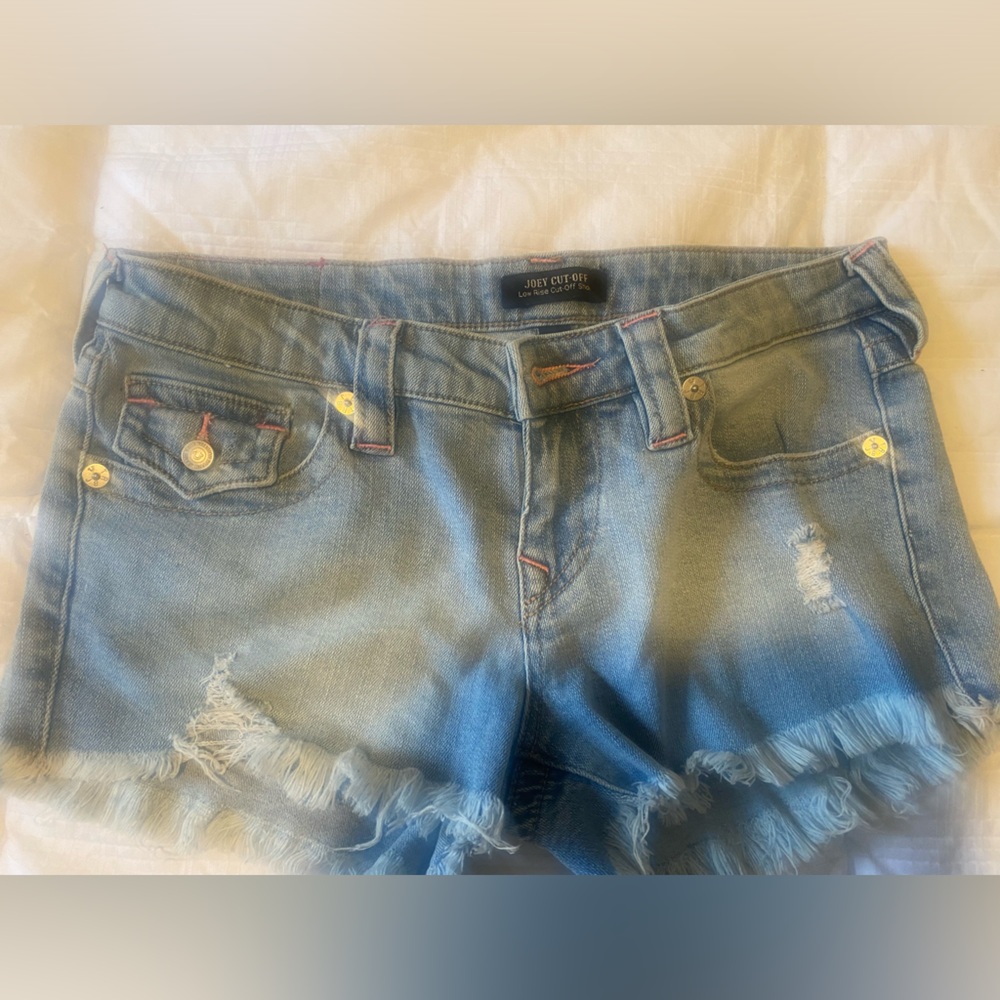 New Tru Religion Jean shorts pink trimming